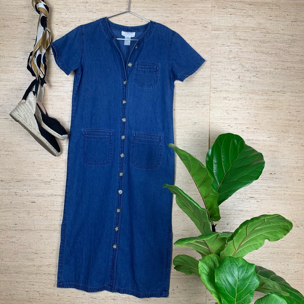 Talbots Petite Denim Three Pocket Maxi Dress